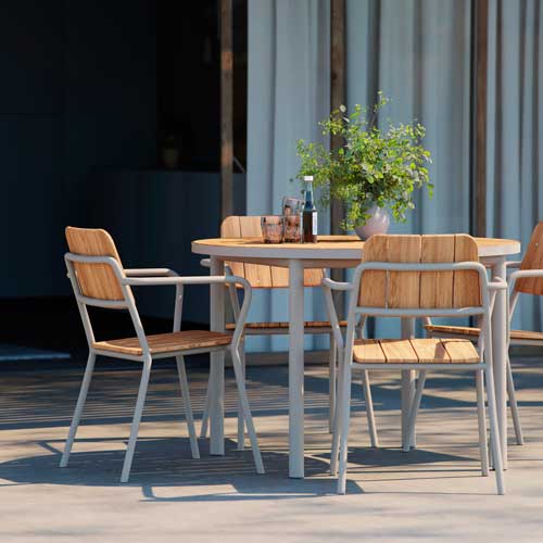 Pyöreä ruokapöytä Kirra 110 cm, Taupe