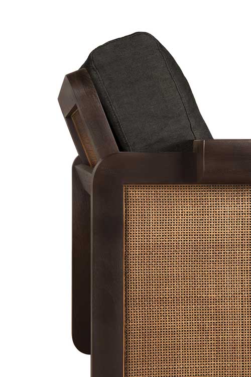 Nojatuoli Panel, tiikki, rottinki