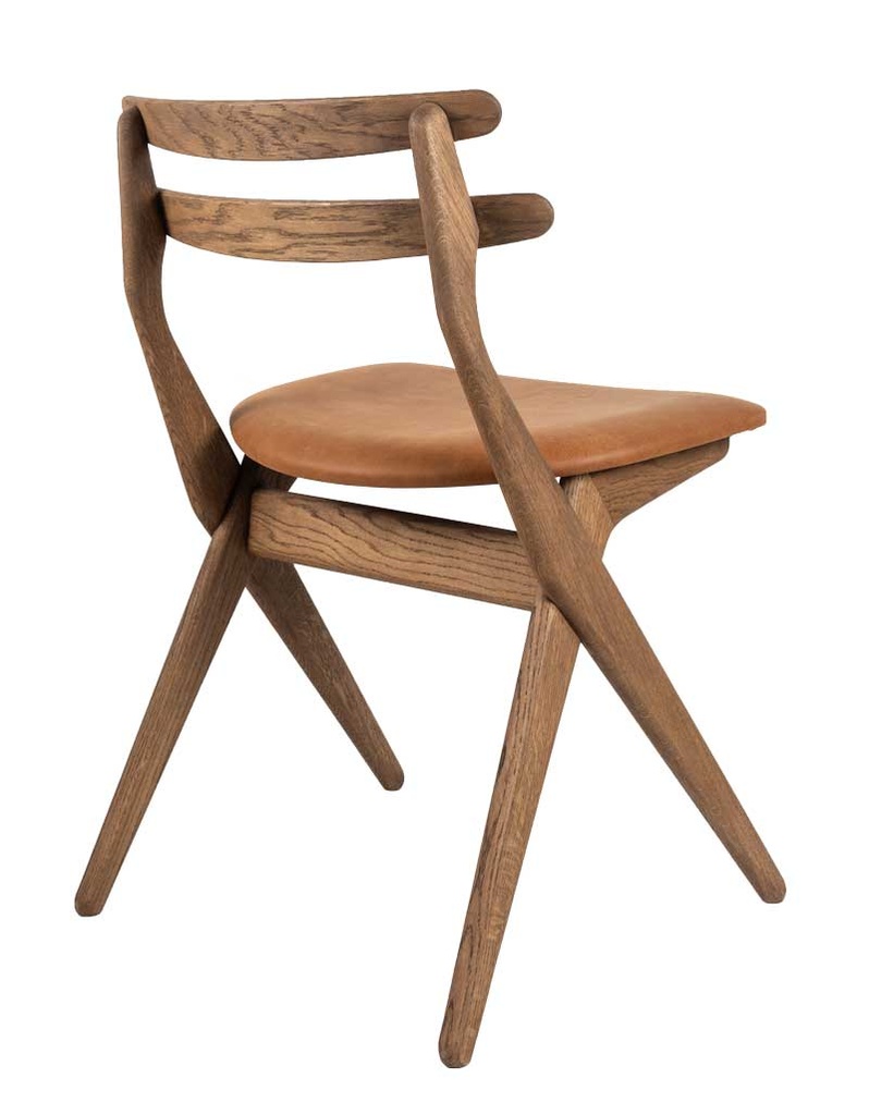 Tuoli Saks, tammi C12, nahkaverhoilu