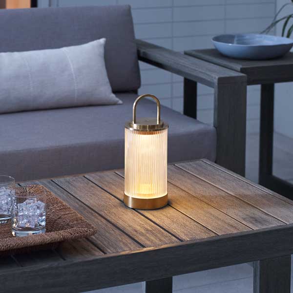 Ladattava pöytävalaisin Tawa, Natural Brass, ulkokäyttöön