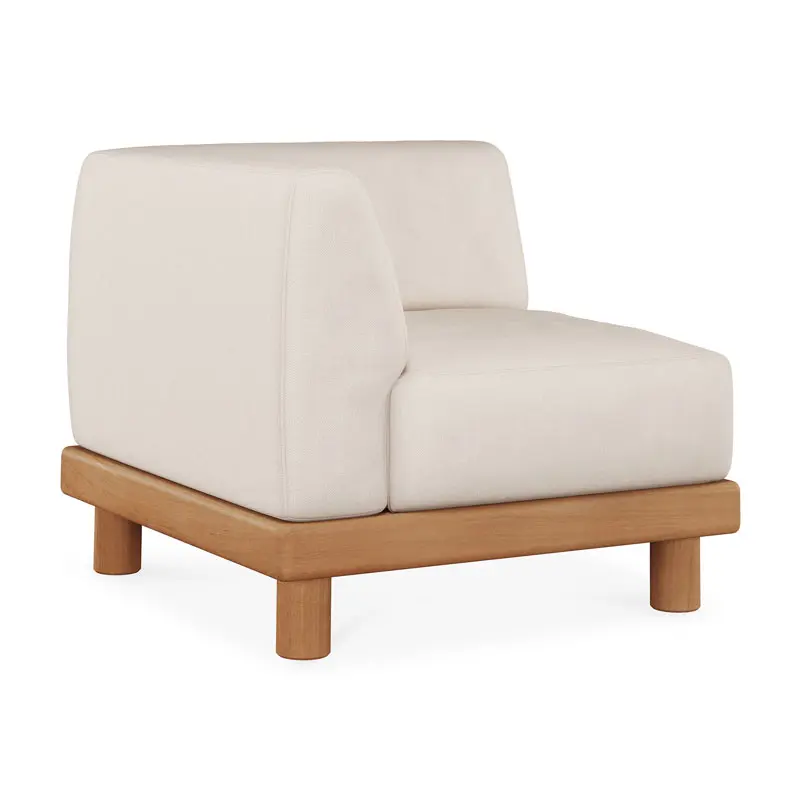 10413_Monocle_outdoor_modular_sofa_end_seater_L_arm_teak_White_fabric_profile_cut_web.webp