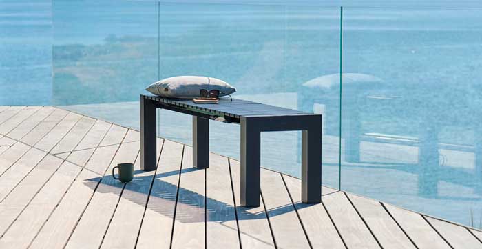 Jatkettava penkki Mindo 111, small 139 x 42 cm, Dark Grey