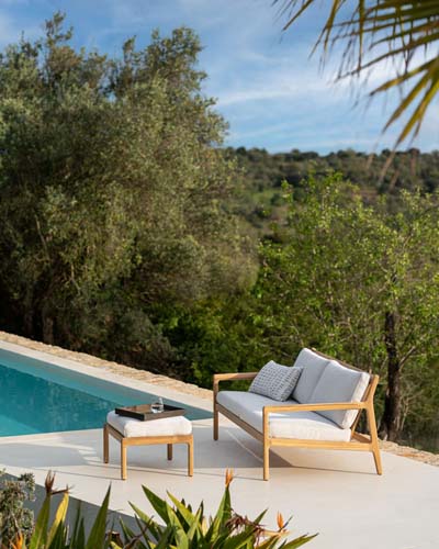 Sohva Jack Outdoor 180 cm, tiikki, Off White