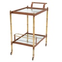 Tarjoiluvaunu Princess, Vintage Brass, Tan leather