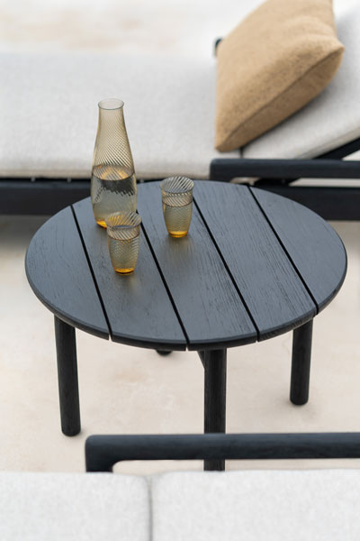 Sivupöytä Quatro Outdoor 59 cm, tiikki, musta