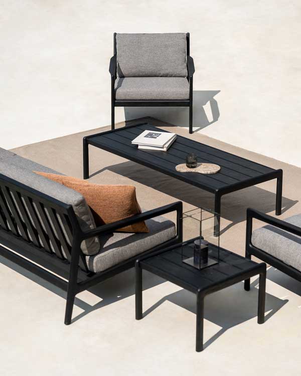 Sohva Jack Outdoor 180 cm, tiikki, musta, Mocha