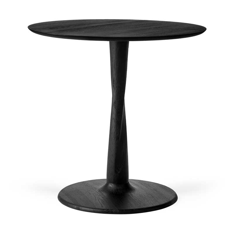 Pyöreä ruokapöytä Torsion 70 cm, tammi, musta matala 69 cm