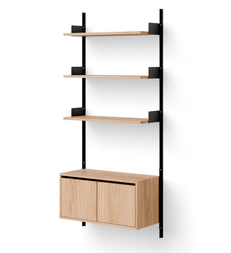 New Works Seinähylly 1900 Cabinet Low w. Doors, Oak/Black