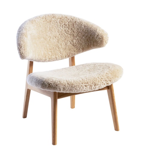 Tuoli RAM Lounge Shell, tammi C4, vaalea lampaannahka